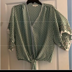 Max Studio Green Geometric Blouse